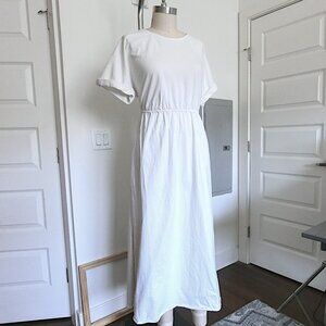 White Open-Back Tee Midi Dress